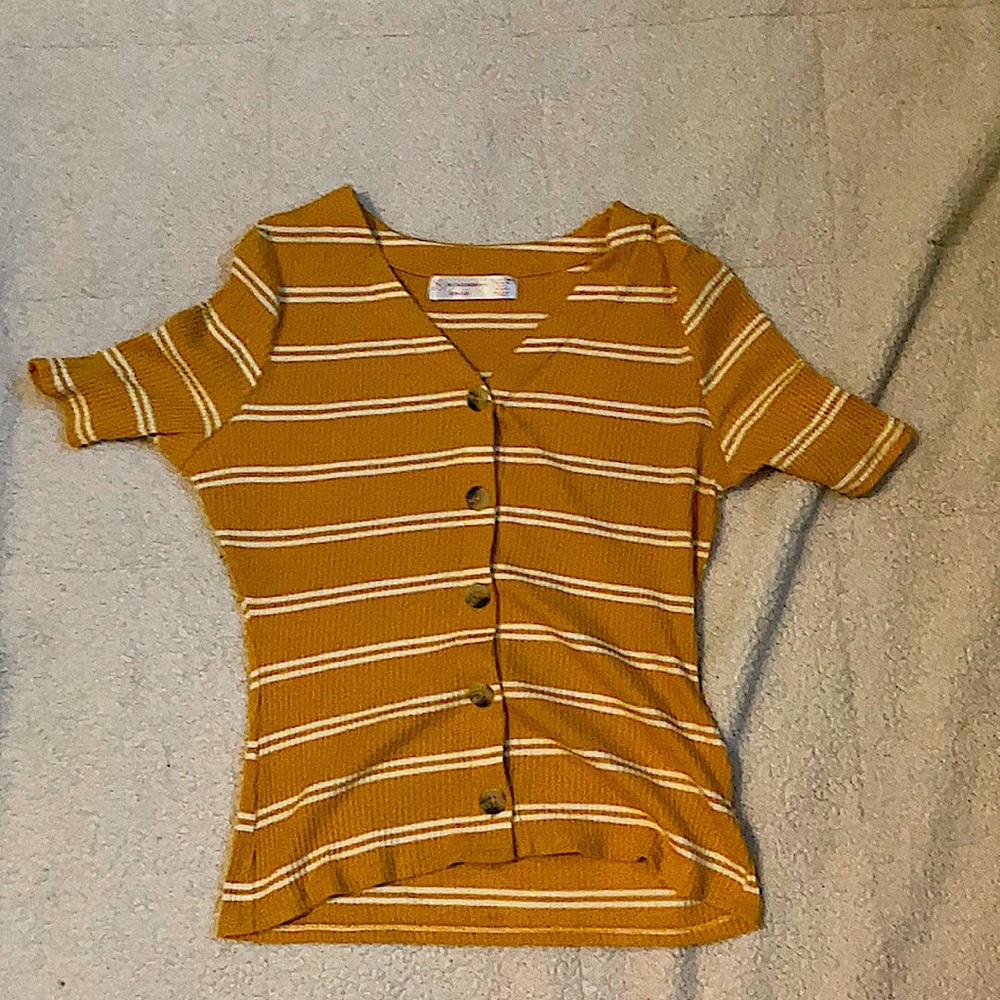Orange and white striped tee